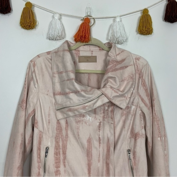 Blank NYC Pink Tie Dye Faux Suede Drape Front Moto Jacket Size Medium - Picture 4 of 16